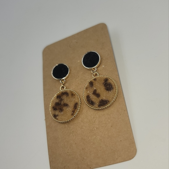 Fashion animal print round dangling earrings - Picture 3 of 5